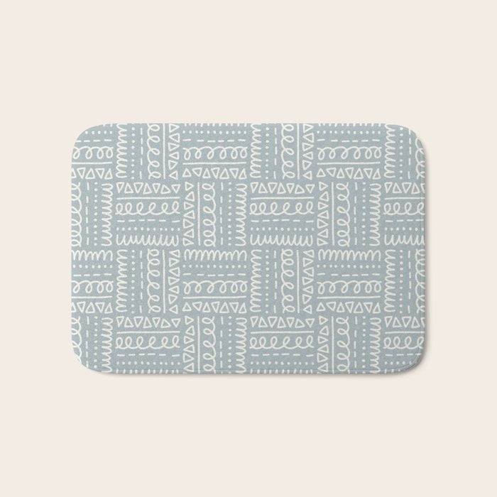 Sweet Doodle Squares . Coastal Blue Bath Mat Gallery Image 1