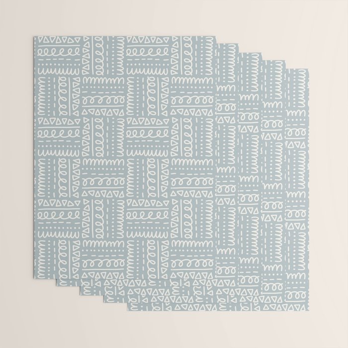 Sweet Doodle Squares . Coastal Blue Wrapping Paper Gallery Image 3