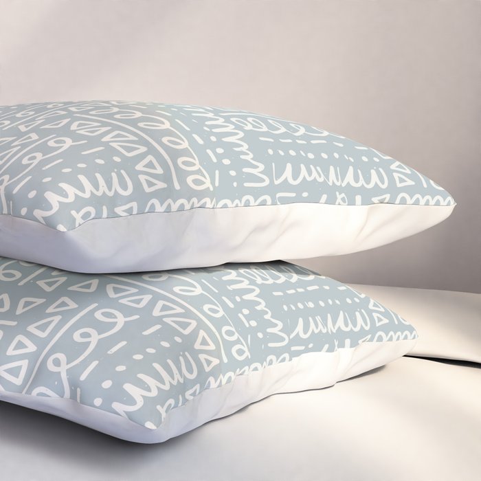 Sweet Doodle Squares . Coastal Blue Pillow Sham Gallery Image 3