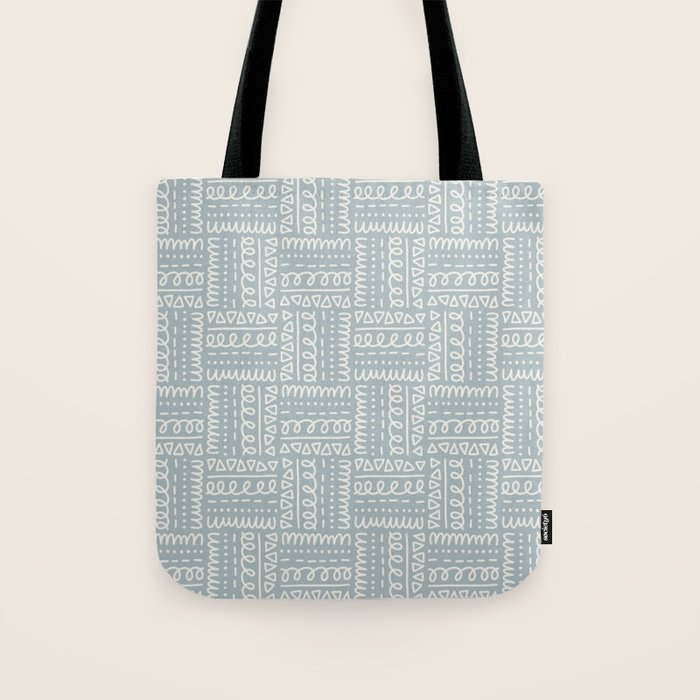 Sweet Doodle Squares . Coastal Blue Tote Bag Gallery Image 1