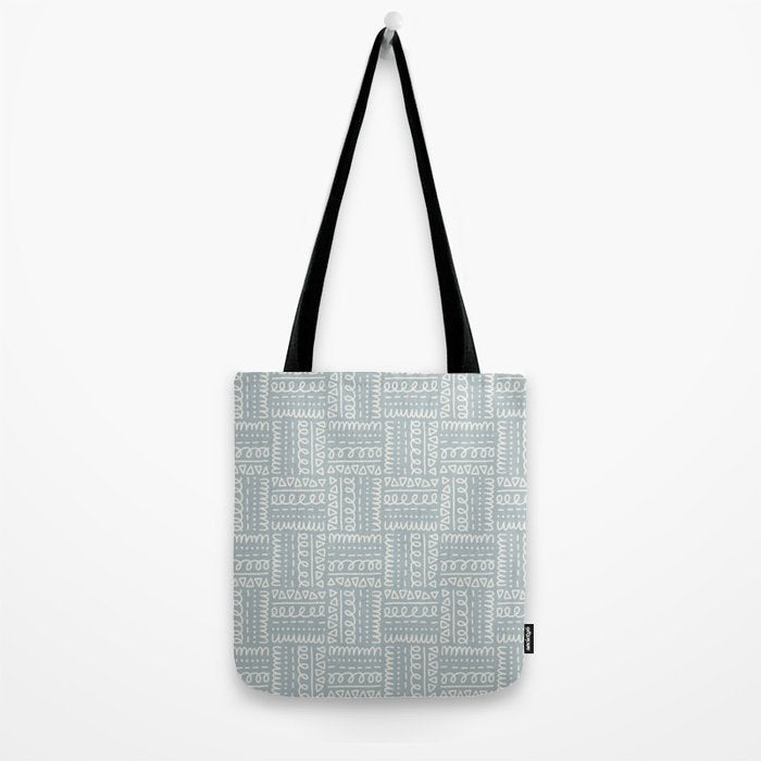 Sweet Doodle Squares . Coastal Blue Tote Bag Gallery Image 2