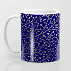 Gold Berry Branches on Navy Coffee Mug Gallery Image 3
