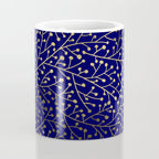 Gold Berry Branches on Navy Coffee Mug Gallery Image 4