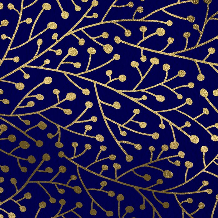Gold Berry Branches on Navy Coffee Mug Gallery Image 2