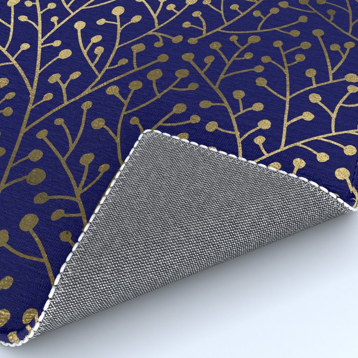 Gold Berry Branches on Navy Rug Gallery Image 4