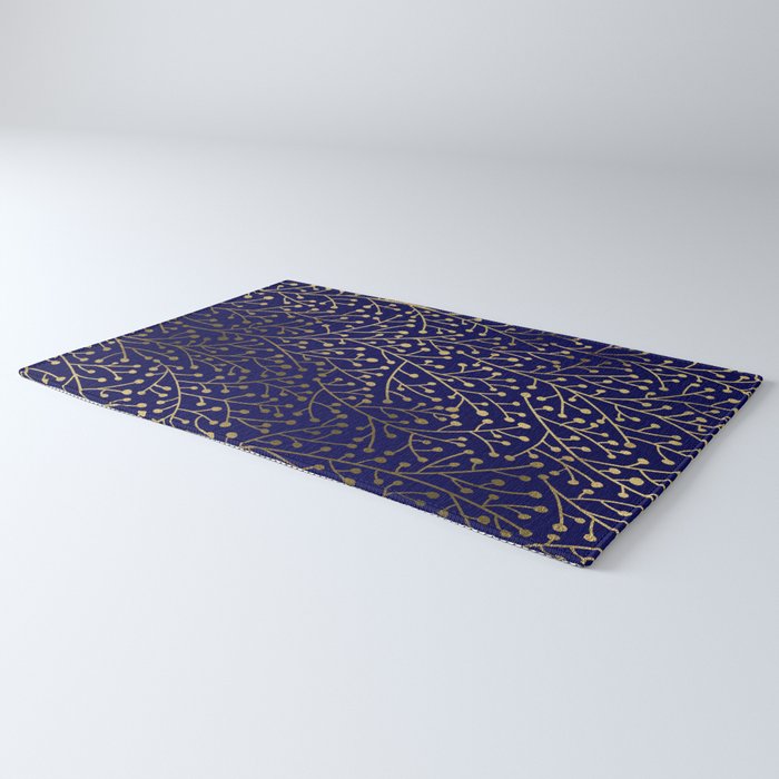 Gold Berry Branches on Navy Rug Gallery Image 3