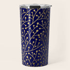 Gold Berry Branches on Navy Travel Mug Gallery Image 1