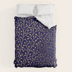 Gold Berry Branches on Navy Duvet Cover Gallery Image 6