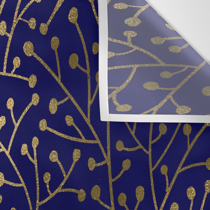 Gold Berry Branches on Navy Wall Tapestry Gallery Image 3