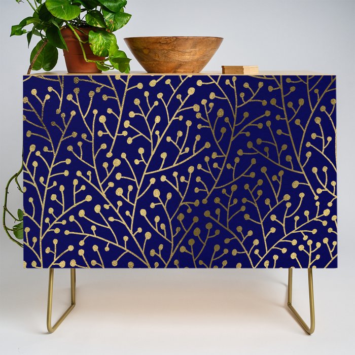 Gold Berry Branches on Navy Credenza Gallery Image 1