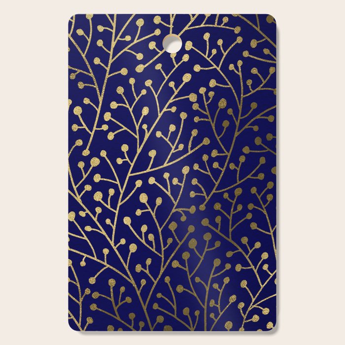 Gold Berry Branches on Navy Cutting Board Gallery Image 1