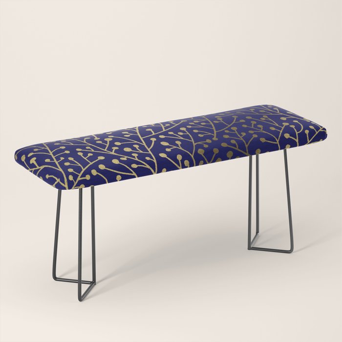 Gold Berry Branches on Navy Bench Gallery Image 1