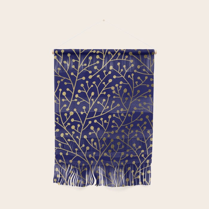 Gold Berry Branches on Navy Wall Hanging Gallery Image 1