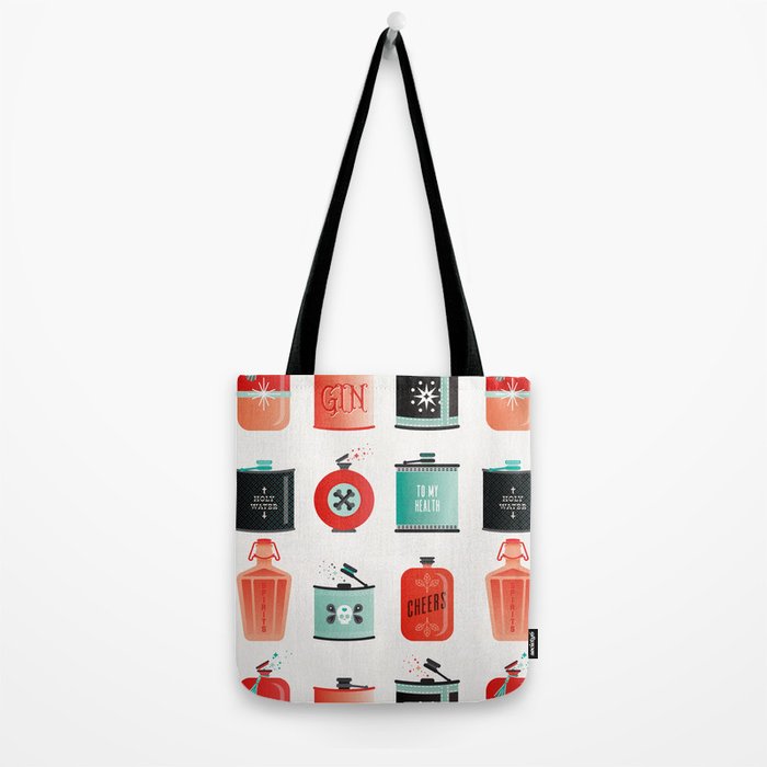 Flask Collection - Red & Turquoise Palette Tote Bag Gallery Image 2