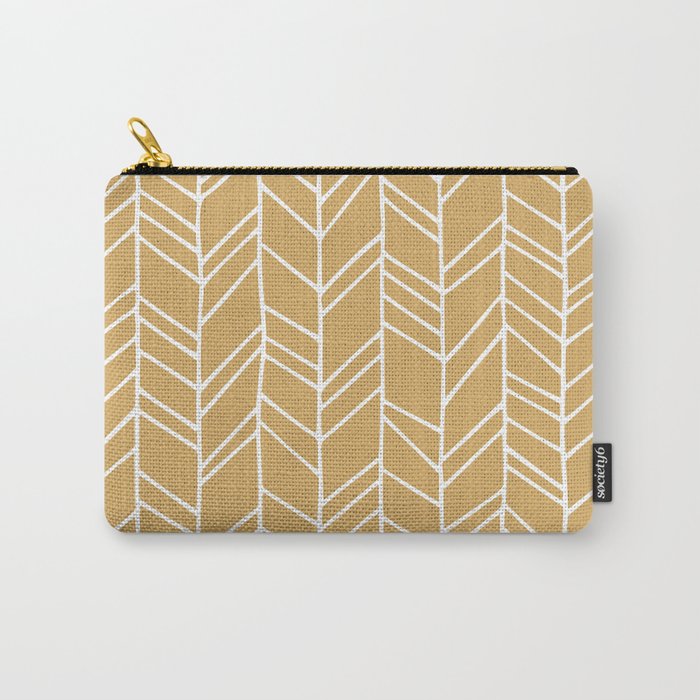 Rustic Herringbone in Mustard Yellow Carry All Pouch Gallery Image 1