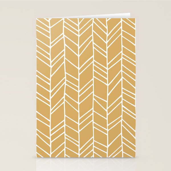 Rustic Herringbone in Mustard Yellow Stationery Card Gallery Image 2