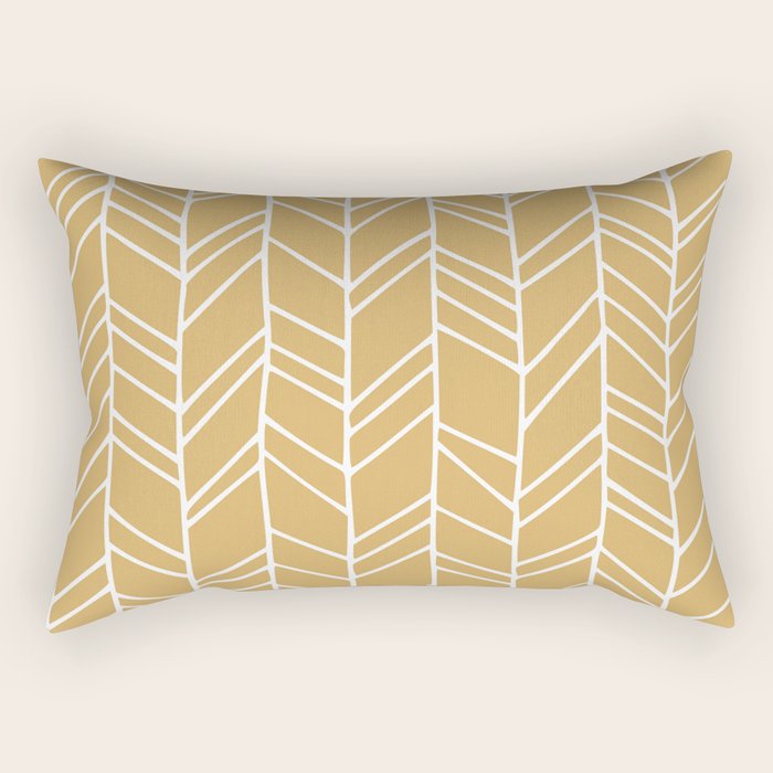 Rustic Herringbone in Mustard Yellow Rectangular Pillow Gallery Image 2