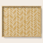 Rustic Herringbone in Mustard Yellow Serving Tray Gallery Image 1