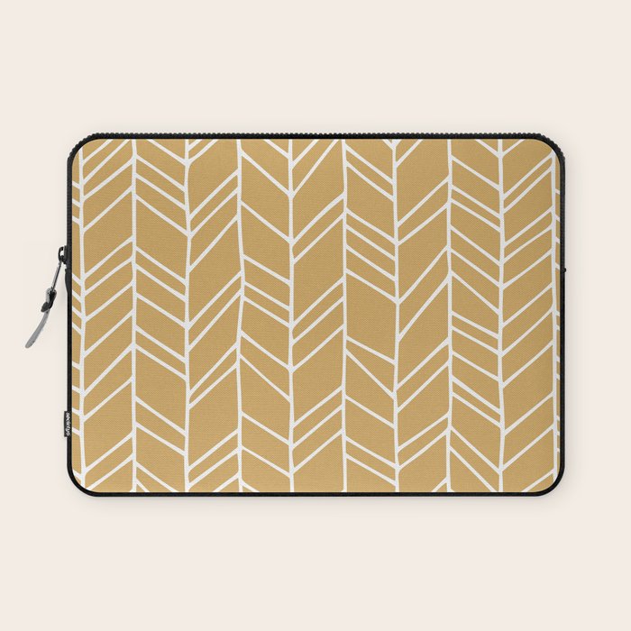 Rustic Herringbone in Mustard Yellow Laptop Sleeve Gallery Image 1