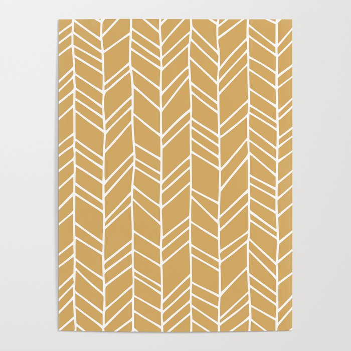 Rustic Herringbone in Mustard Yellow Poster Gallery Image 4