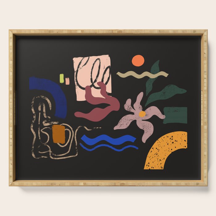 Abstract Floral 3 Serving Tray Gallery Image 1
