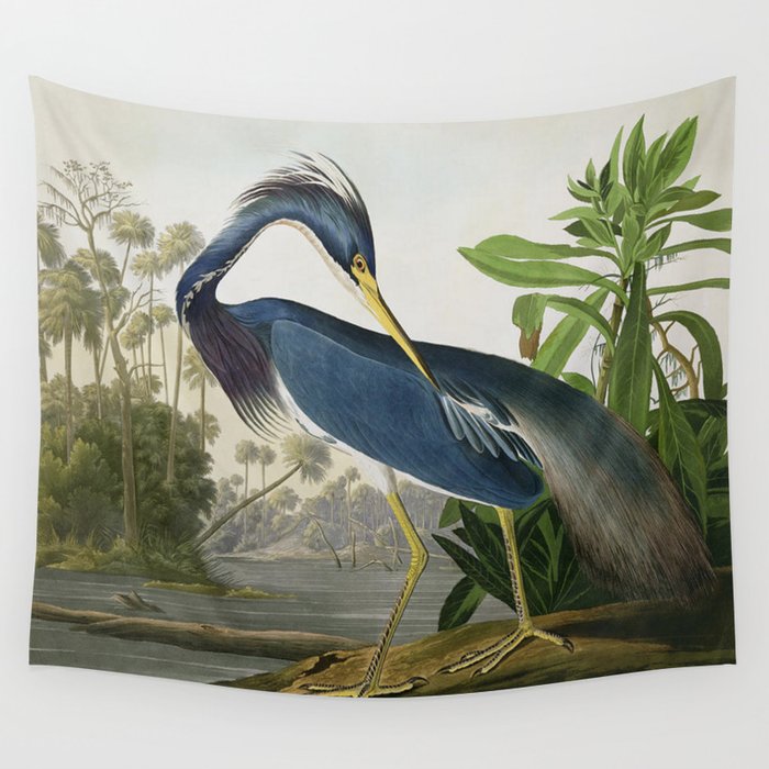 John James Audubon Louisiana Heron Painting Wall Tapestry Gallery Image 4