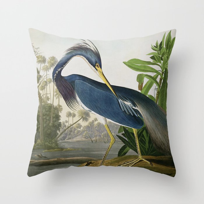 John James Audubon Louisiana Heron Painting Throw Pillow Gallery Image 1