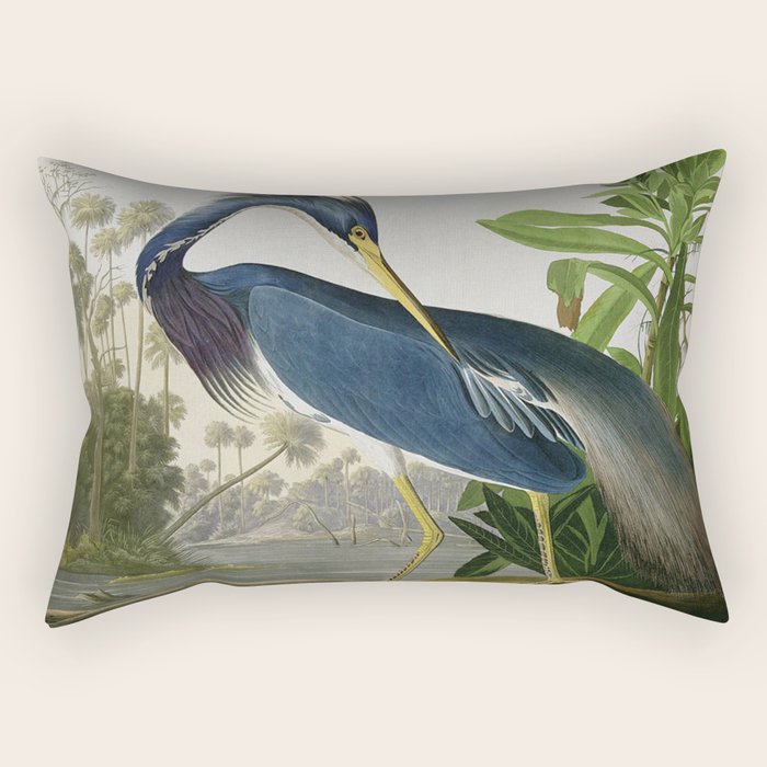 John James Audubon Louisiana Heron Painting Rectangular Pillow Gallery Image 1
