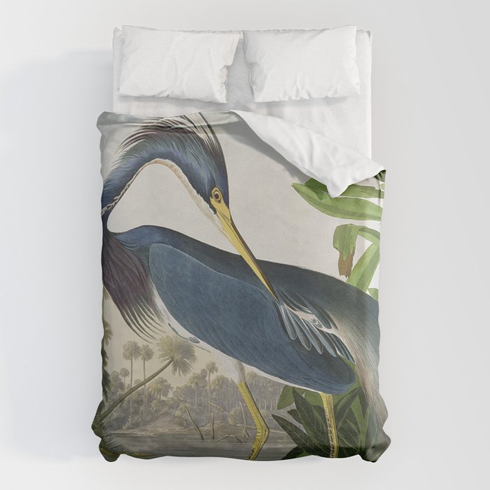 John James Audubon Louisiana Heron Painting Duvet Cover Gallery Image 1