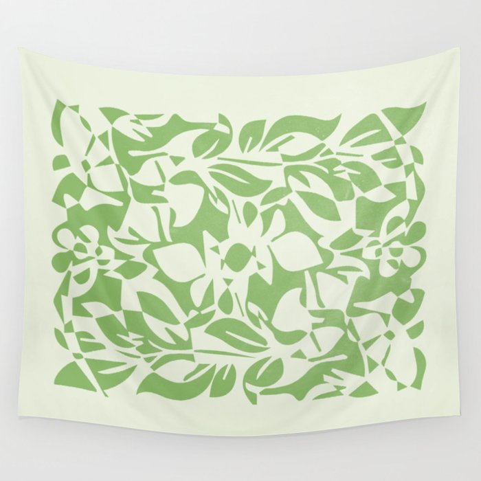 Floral Pattern: Forest Green Edition Wall Tapestry Gallery Image 1