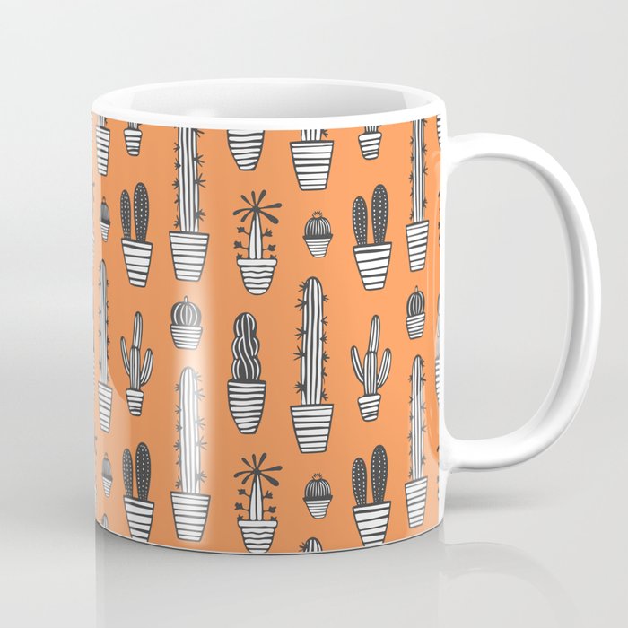 Retro hand drawn cactus plant pattern Coffee Mug Gallery Image 1