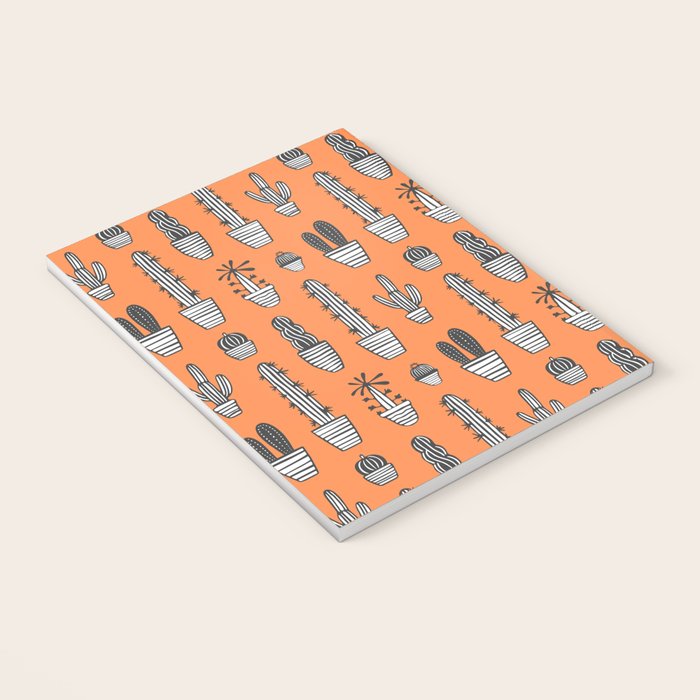 Retro hand drawn cactus plant pattern Notebook Gallery Image 3