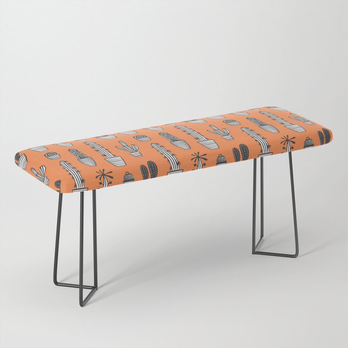 Retro hand drawn cactus plant pattern Bench Gallery Image 1