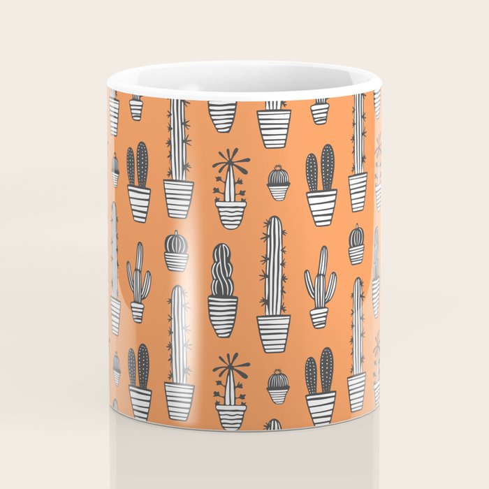 Retro hand drawn cactus plant pattern Coffee Mug Gallery Image 4
