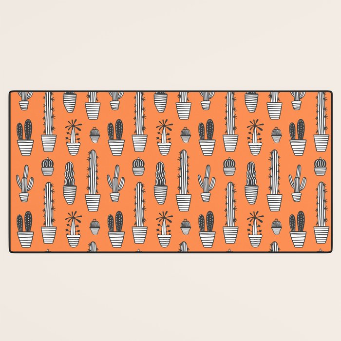 Retro hand drawn cactus plant pattern Desk Mat Gallery Image 3