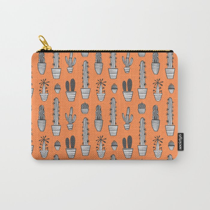 Retro hand drawn cactus plant pattern Carry All Pouch Gallery Image 1
