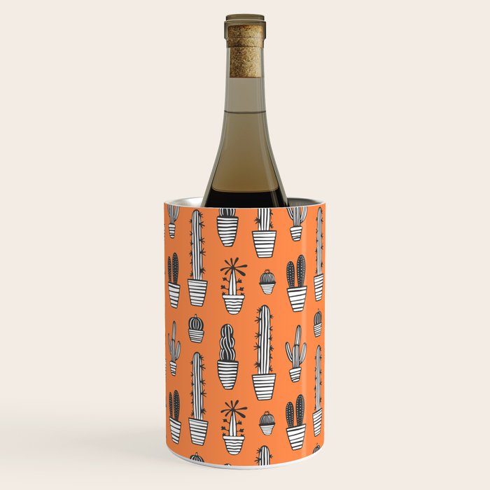 Retro hand drawn cactus plant pattern Wine Chiller Gallery Image 1