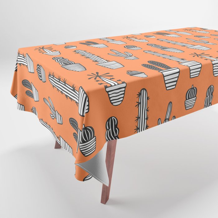 Retro hand drawn cactus plant pattern Tablecloth Gallery Image 1