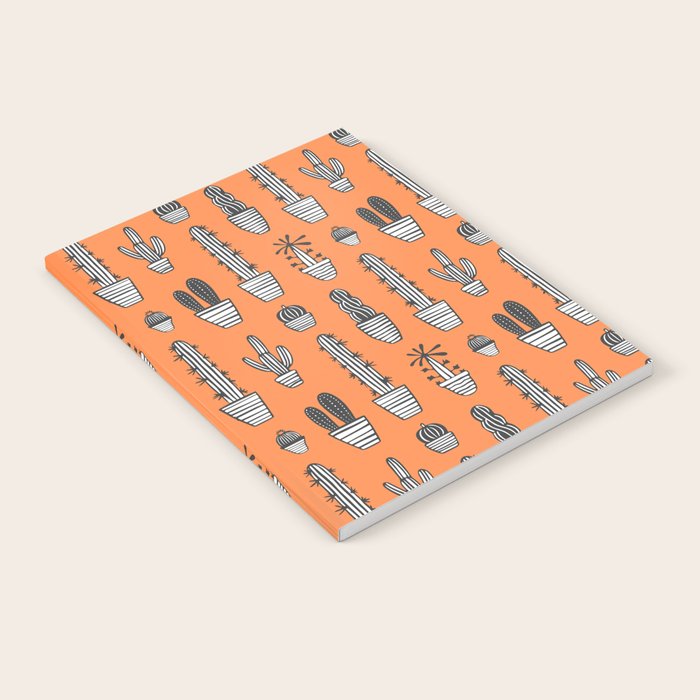 Retro hand drawn cactus plant pattern Notebook Gallery Image 2