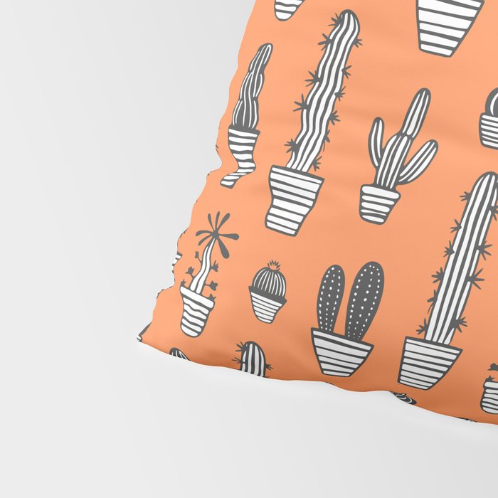 Retro hand drawn cactus plant pattern Pillow Sham Gallery Image 4