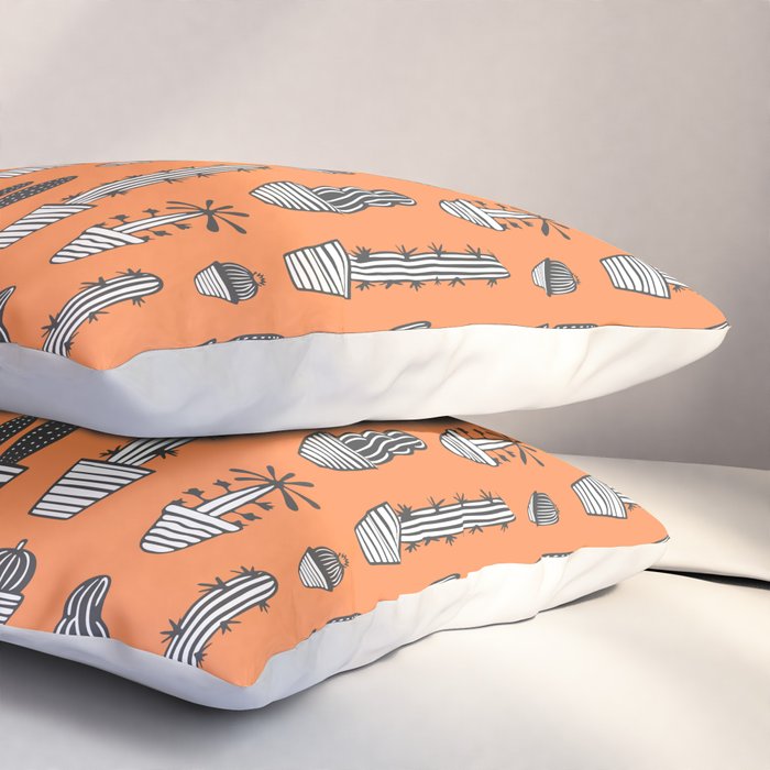 Retro hand drawn cactus plant pattern Pillow Sham Gallery Image 3