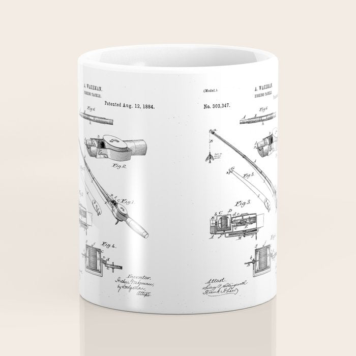 Fishing Rod Patent - Fishing Art - Black Chalkboard Coffee Mug Gallery Image 4