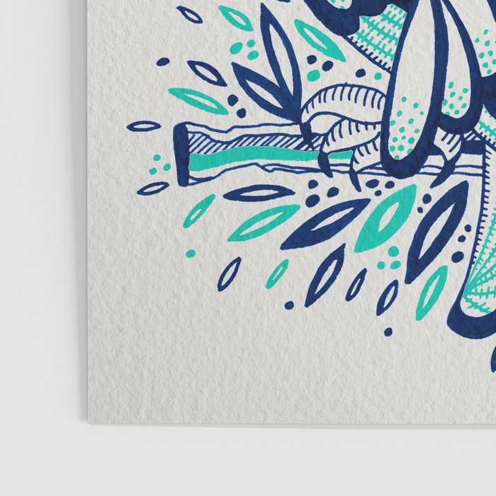 Owls - Turquoise & Navy Poster Gallery Image 3