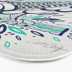 Owls - Turquoise & Navy Bath Mat Gallery Image 3