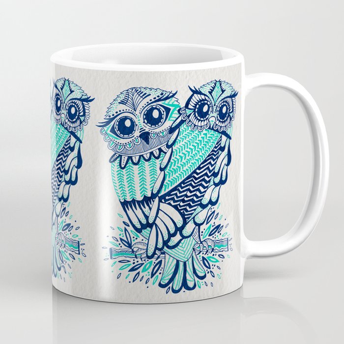 Owls - Turquoise & Navy Coffee Mug Gallery Image 1