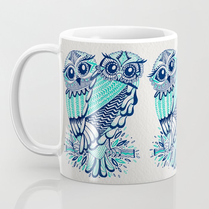 Owls - Turquoise & Navy Coffee Mug Gallery Image 3