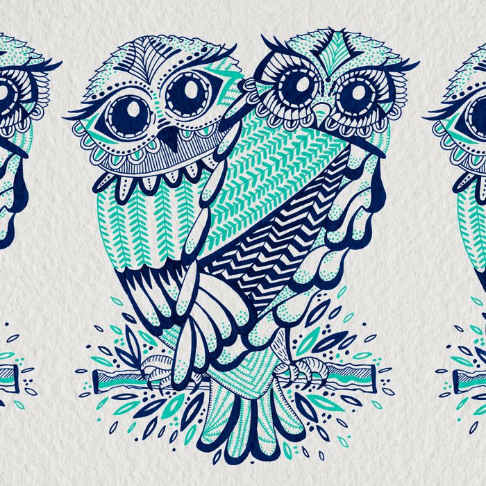 Owls - Turquoise & Navy Coffee Mug Gallery Image 2