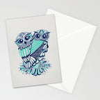 Owls - Turquoise & Navy Stationery Card Gallery Image 2