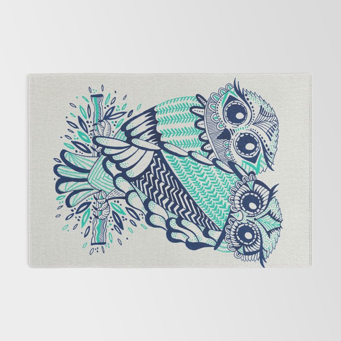 Owls - Turquoise & Navy Rug Gallery Image 2