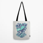 Owls - Turquoise & Navy Tote Bag Gallery Image 2